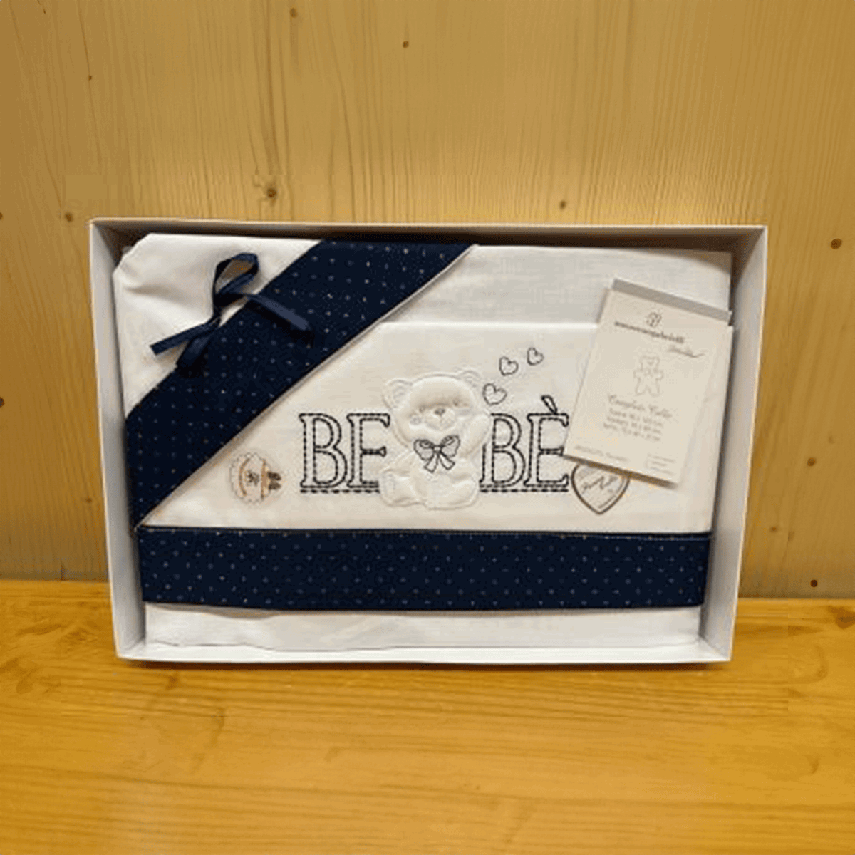 Completo culla blu Orsetto Nazareno Gabrielli 3 pezzi in cotone con dettagli a tema orsetti