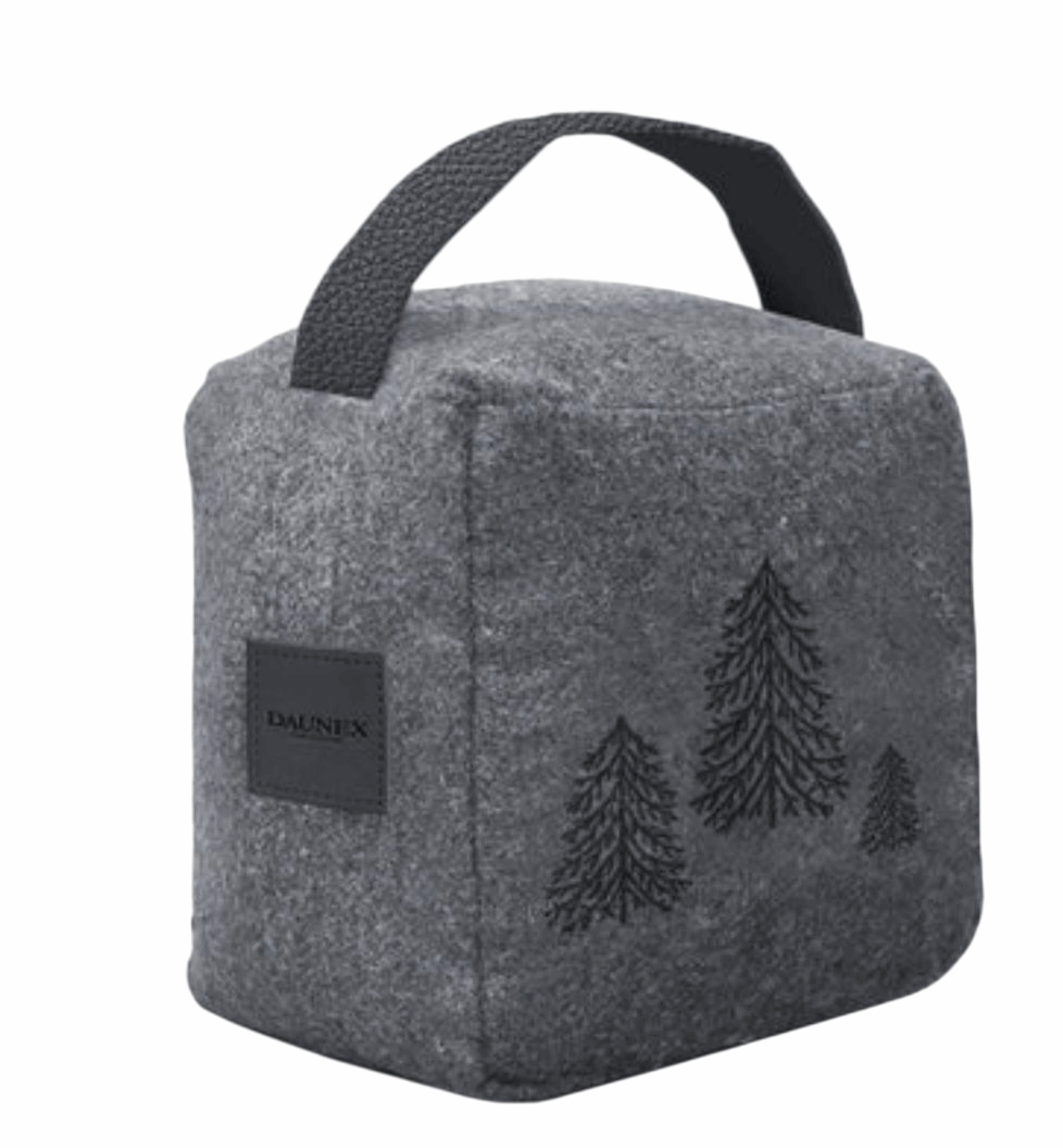 Fermaporta in feltro antracite con manico in ecopelle