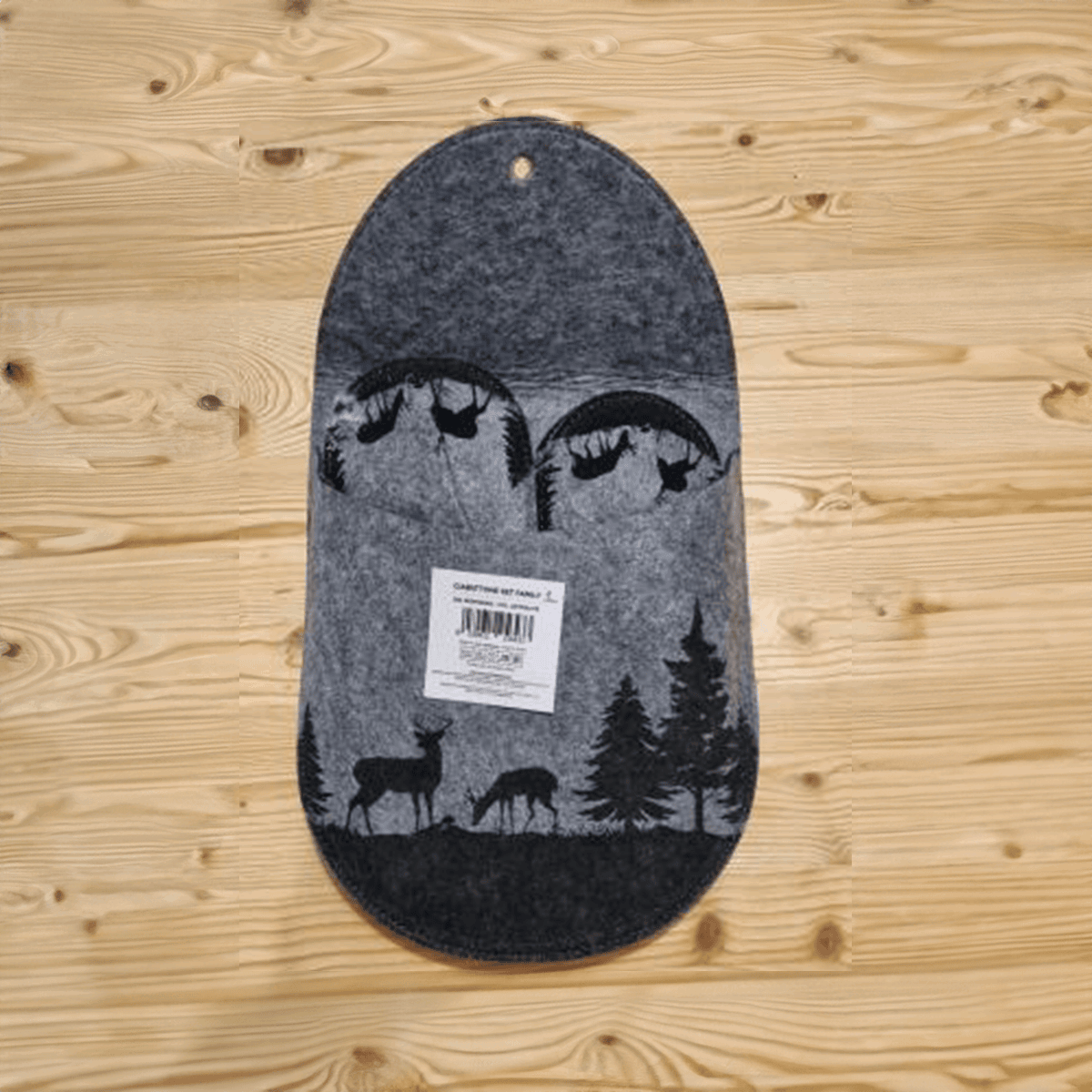 Set di ciabatte per ospiti Cervo in feltro antracite, 4 paia, taglia unica, tasca decorativa montagna