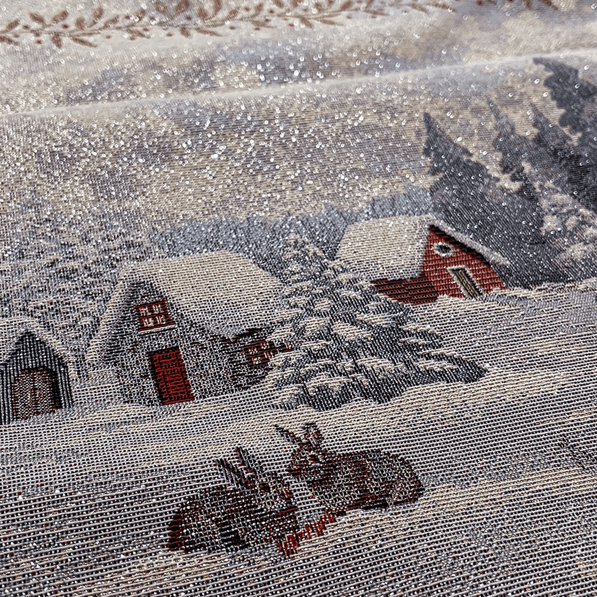 Tovaglietta americana in gobelin con paesaggio invernale, dimensioni 37x48 cm, ideale per tavolo rustico