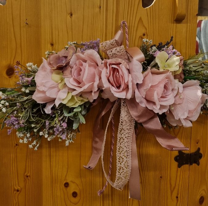 Tralcio fiorito decorativo shabby chic, lunghezza 60 cm