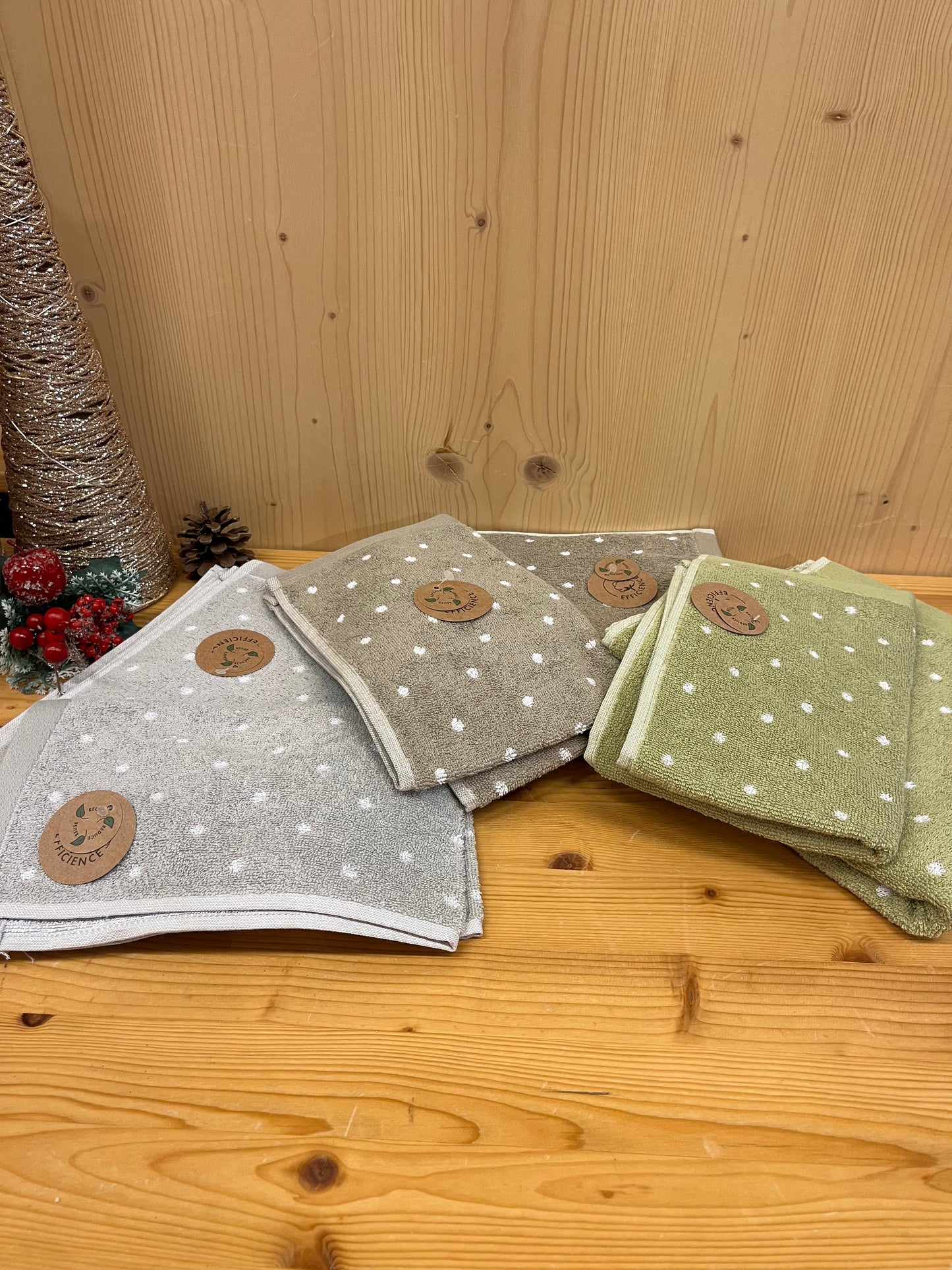 Coppia di asciugamano viso + ospite "Pois"