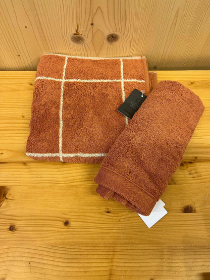 Set asciugamani Cawö “Quadro grande” colore mattone