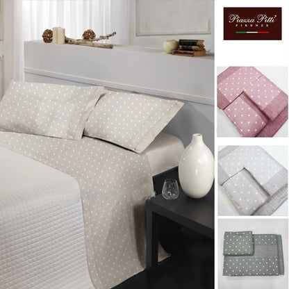 Varianti colore completo letto matrimoniale a pois in flanella di cotone