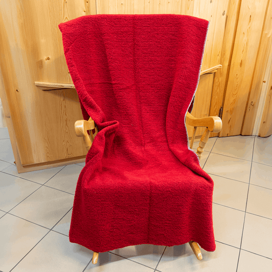 Coperta in lana cotta rossa 140x200 cm con dettagli a punto cavallo