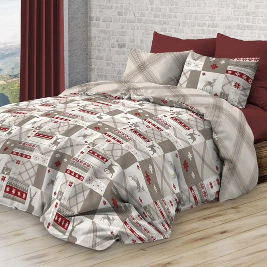 Copripiumino Infinity Canazei doubleface in cotone stile tirolese con federa 50x80 cm