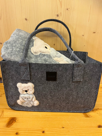 Plaid morbidotto My Teddy in pile coral e sherpa con applicazione di orsetti, misura 130x160 cm