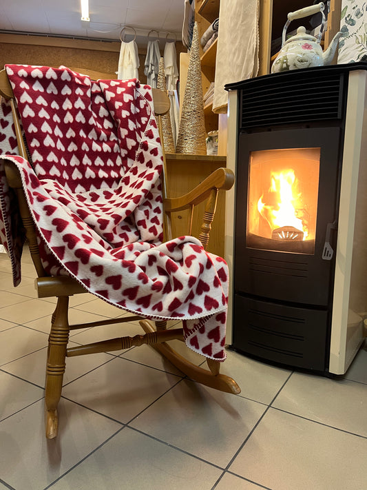 Plaid Cuore double face rosso e bianco