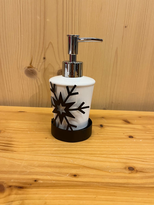 Porta sapone in ceramica con base in ferro battuto, design Fiocco di Neve