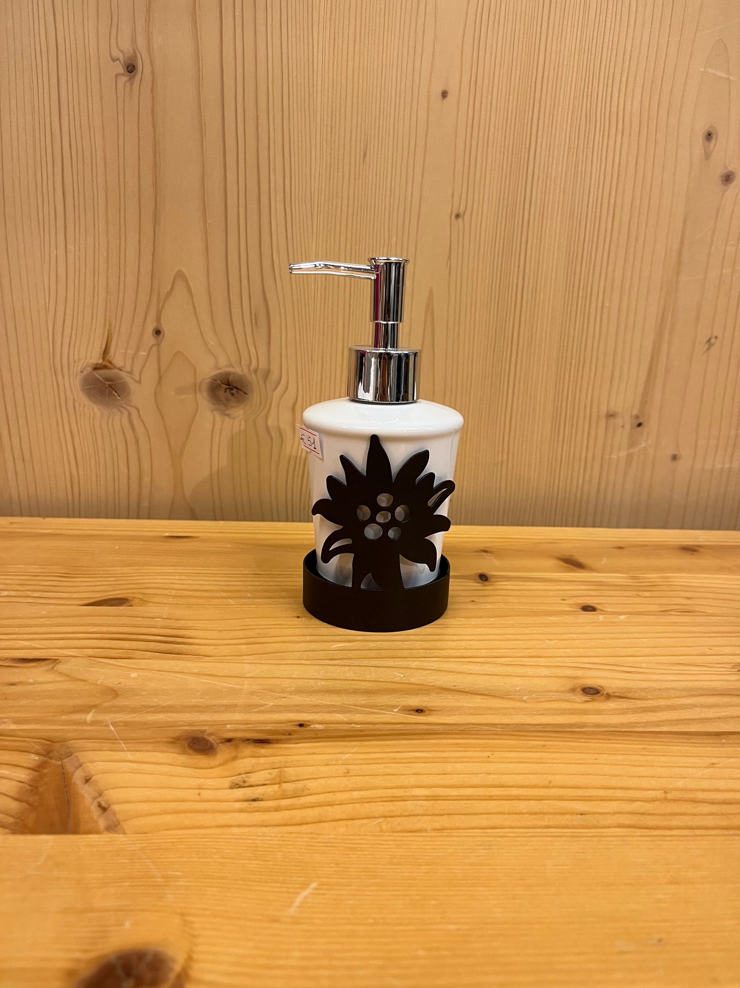 Porta sapone in ceramica con base in ferro battuto, design Stella Alpina