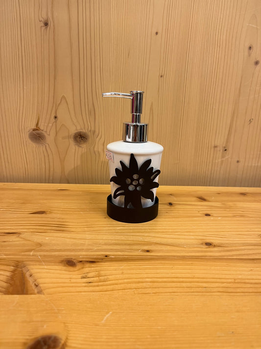 Porta sapone in ceramica con base in ferro battuto, design Stella Alpina