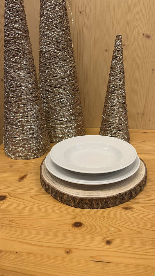 Sottopiatto in legno con bordo in corteccia naturale, diametro 30 cm, altezza 2,5 cm