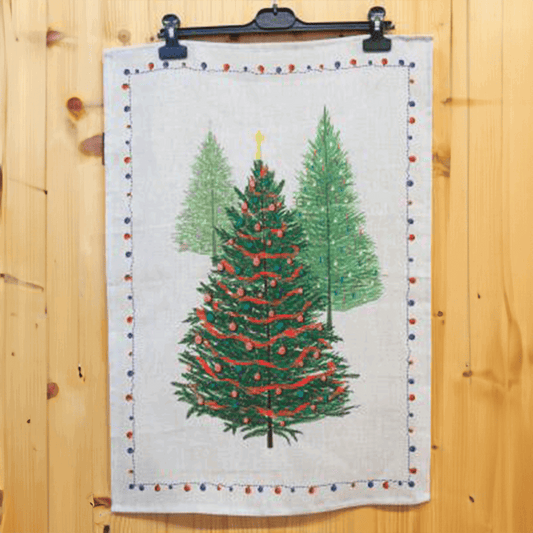 Strofinaccio in lino stampato Natale 50x70 cm, ideale per una cucina elegante e festiva