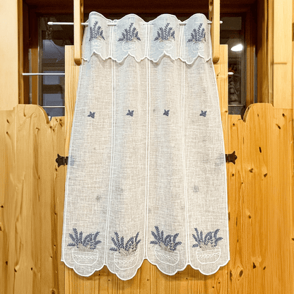 Tenda tirolese con Ricami Lavanda a metraggio, moduli 16 cm, tagliata su misura