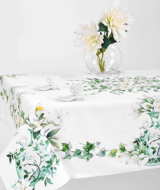 Tovaglia in cotone 150x180 cm con stampa edera e fiori